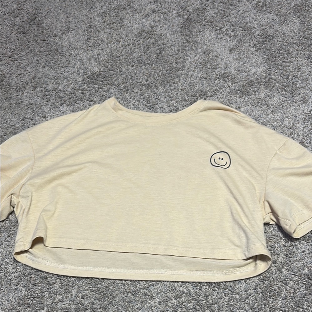 SHEIN Cream Crop T-Shirt Relaxed Fit